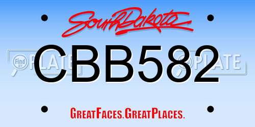 CBB582 South Dakota License Plate