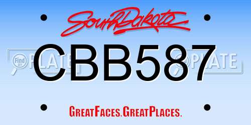 CBB587 South Dakota License Plate