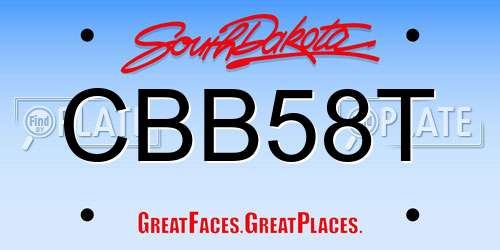 CBB58T South Dakota License Plate