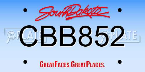 CBB852 South Dakota License Plate