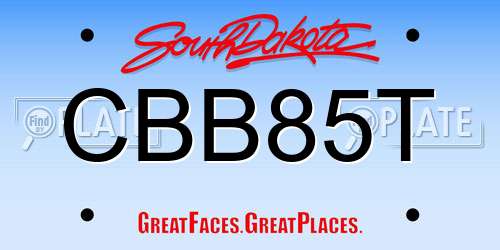 CBB85T South Dakota License Plate