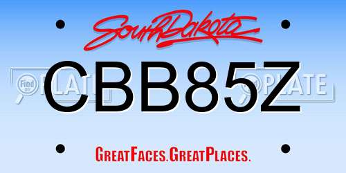 CBB85Z South Dakota License Plate