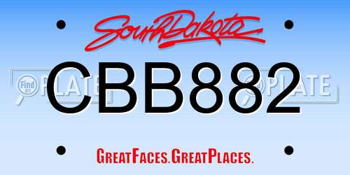 CBB882 South Dakota License Plate