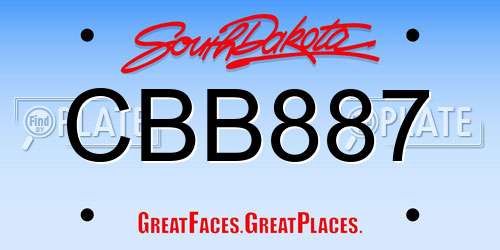 CBB887 South Dakota License Plate