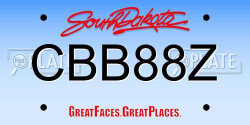 CBB88Z South Dakota License Plate