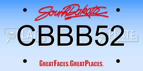 CBBB52 South Dakota License Plate