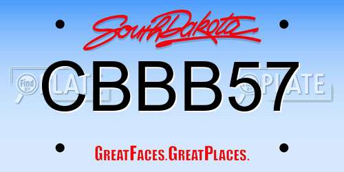CBBB57 South Dakota License Plate