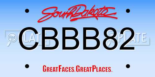 CBBB82 South Dakota License Plate