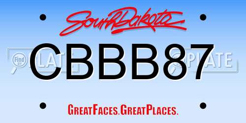 CBBB87 South Dakota License Plate