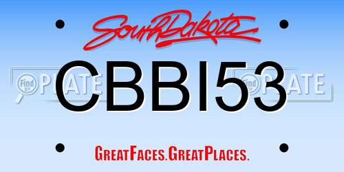 CBBI53 South Dakota License Plate
