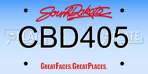 CBD405 South Dakota License Plate