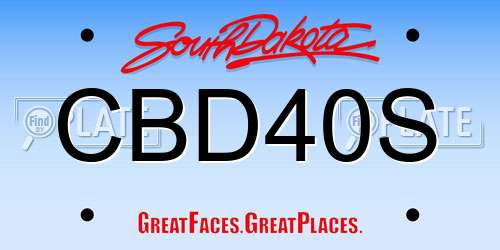 CBD40S South Dakota License Plate