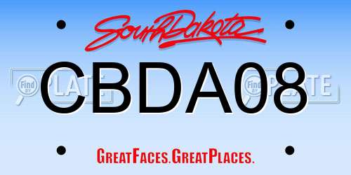 CBDA08 South Dakota License Plate
