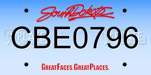 CBE0796 South Dakota License Plate