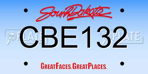CBE132 South Dakota License Plate
