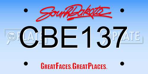 CBE137 South Dakota License Plate