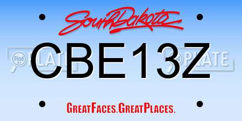 CBE13Z South Dakota License Plate