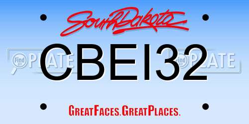 CBEI32 South Dakota License Plate