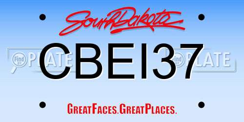 CBEI37 South Dakota License Plate