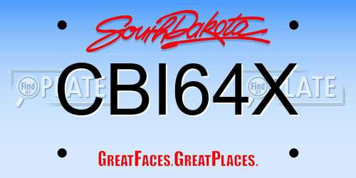 CBI64X South Dakota License Plate