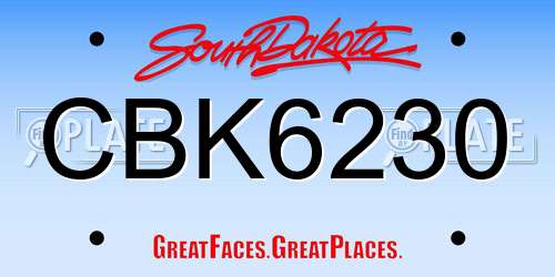 CBK6230 South Dakota License Plate