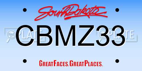 CBMZ33 South Dakota License Plate