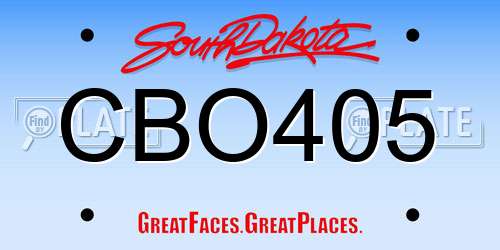 CBO405 South Dakota License Plate