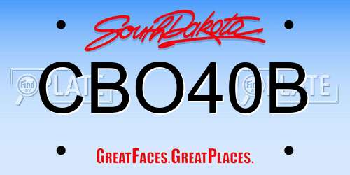 CBO40B South Dakota License Plate