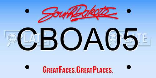 CBOA05 South Dakota License Plate