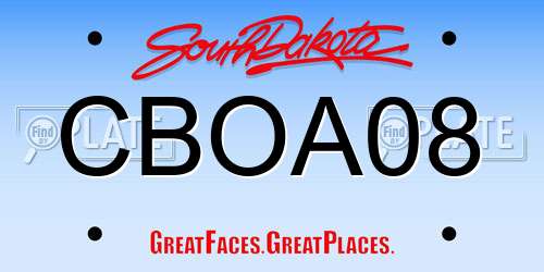CBOA08 South Dakota License Plate