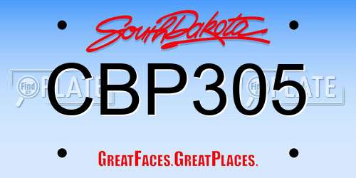 CBP305 South Dakota License Plate