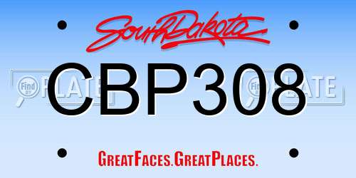 CBP308 South Dakota License Plate