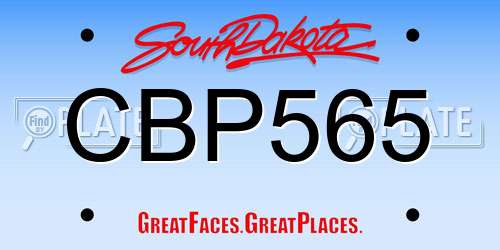 CBP565 South Dakota License Plate