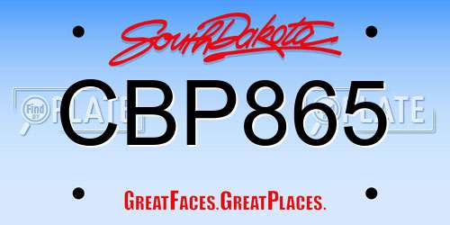 CBP865 South Dakota License Plate