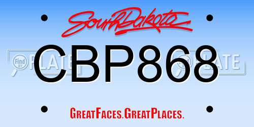 CBP868 South Dakota License Plate