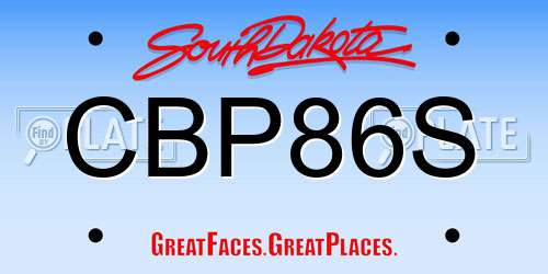 CBP86S South Dakota License Plate