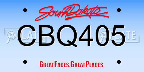 CBQ405 South Dakota License Plate