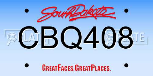 CBQ408 South Dakota License Plate