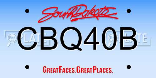 CBQ40B South Dakota License Plate