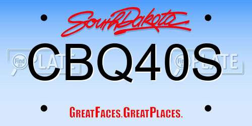 CBQ40S South Dakota License Plate