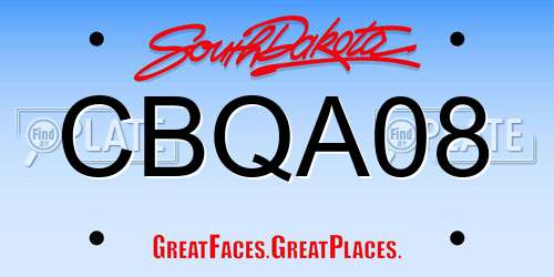 CBQA08 South Dakota License Plate