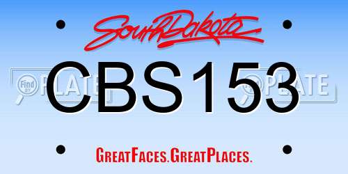 CBS153 South Dakota License Plate