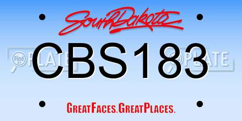 CBS183 South Dakota License Plate