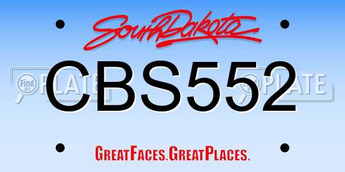 CBS552 South Dakota License Plate