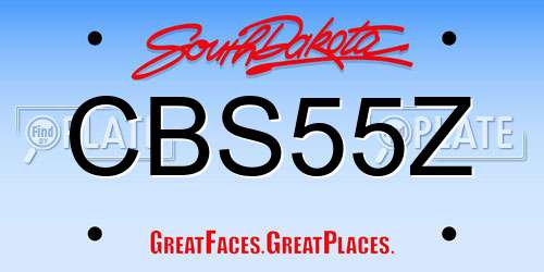 CBS55Z South Dakota License Plate