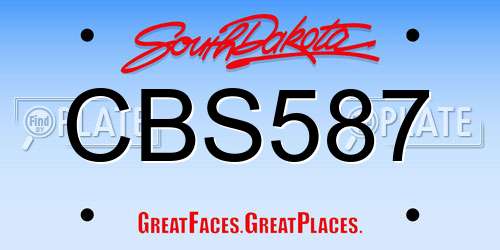 CBS587 South Dakota License Plate