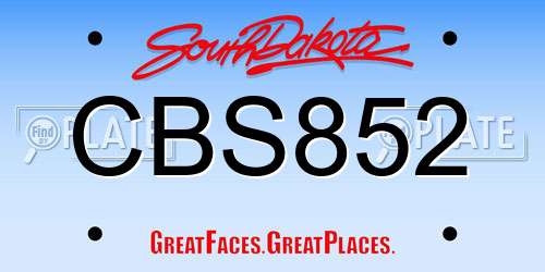 CBS852 South Dakota License Plate