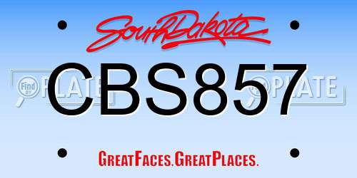 CBS857 South Dakota License Plate
