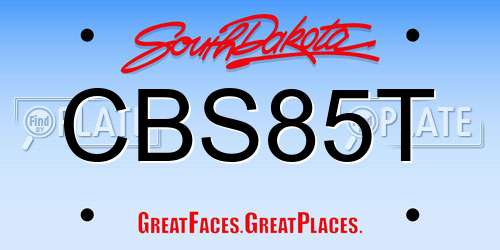 CBS85T South Dakota License Plate
