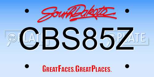 CBS85Z South Dakota License Plate